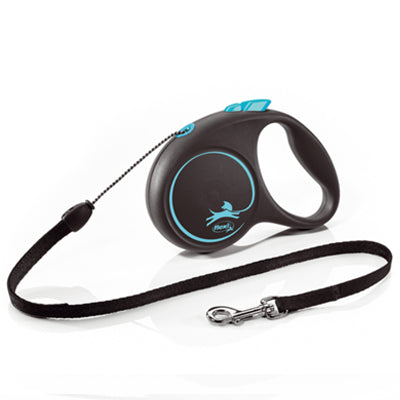 Flexi Black Retractable Extending Dog Lead 5 Metre Tape with Non Chew Strap