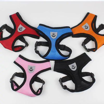 Breathable Mesh Chihuahua or Small Dog Harness and Lead Set Red 3 Sizes