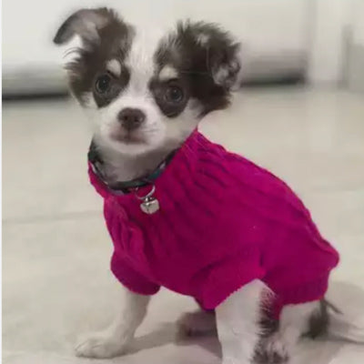Small Dog Soft Cable Jumper Fuchsia Pink 7 Sizes