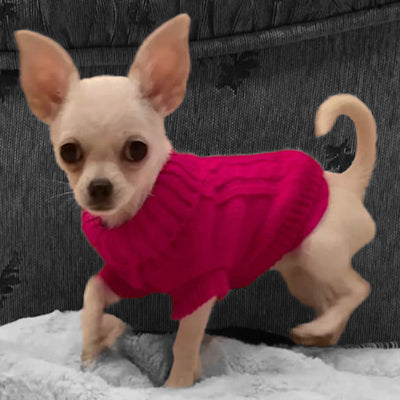 Small Dog Soft Cable Jumper Fuchsia Pink 7 Sizes