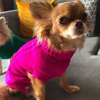 Small Dog Soft Cable Jumper Fuchsia Pink 6 Sizes