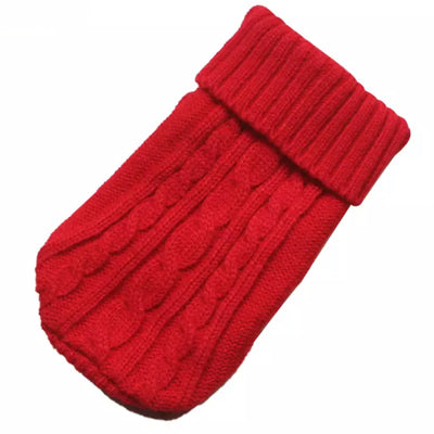 Small Dog Chihuahua Soft Red Cable Knit Puppy Jumper 5 SIZES