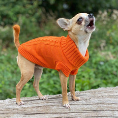 Small Dog Chihuahua Soft Orange Cable Knit Puppy Jumper 5 SIZES