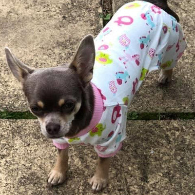 Chihuahua Small Dog Pyjamas Onesie Style Owls Horses Elephants Print Cotton Pink - My Chi and Me