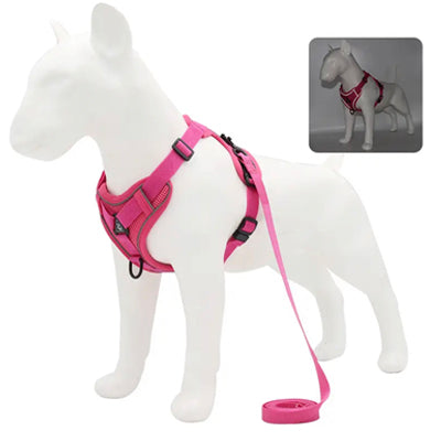 Tough 4 Point Adjustable Slipover Treks & Trails Action Harness Lead Set Hot Pink