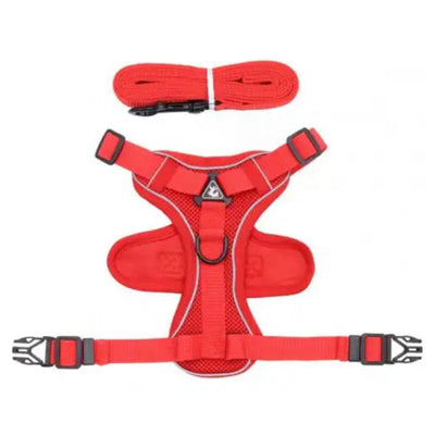 Tough 4 Point Adjustable Slipover Treks & Trails Action Harness Lead Set Red