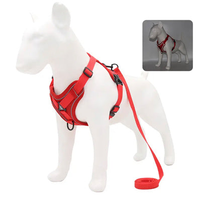 Tough 4 Point Adjustable Slipover Treks & Trails Action Harness Lead Set Red