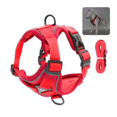 Tough 4 Point Adjustable Slipover Treks & Trails Action Harness Lead Set Red
