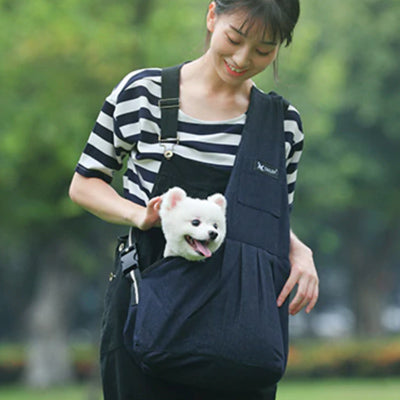 Dog Carrier Across Body Sling Black Mesh 2 Sizes