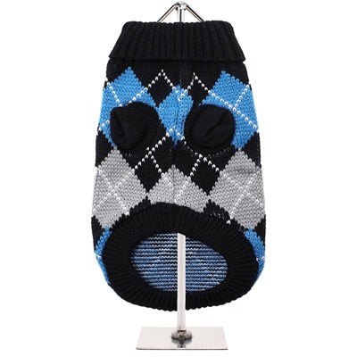 Urban Pup Chihuahua or Small Dog Argyle Jumper Blue and Black