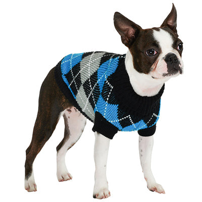 Urban Pup Chihuahua or Small Dog Argyle Jumper Blue and Black