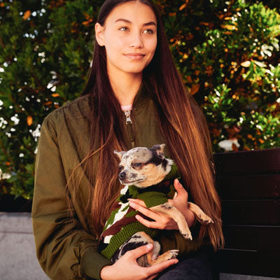 Urban Pup Chihuahua or Small Dog Green Camouflage Jumper