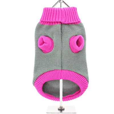 Urban Pup Chihuahua Small Dog Fuchsia Pink and Grey Paw Jumper