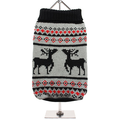 Urban Pup Chihuahua or Small Dog Nordic Christmas Jumper Black and Grey