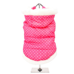 Chihuahua or Small Dog Pink Quilted Coat with White Hearts by Urban Pup