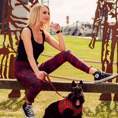 Urban Pup Faux Fur Lined Traditional Tartan Small Dog Vest Harness Red