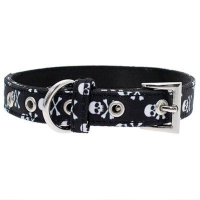 Skull and Crossbones Black and White Dog Collar by Urban Pup