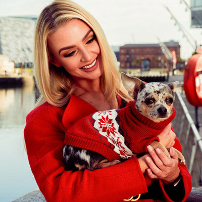 Urban Pup Chihuahua or Small Dog Snowflake Christmas Jumper Deep Red