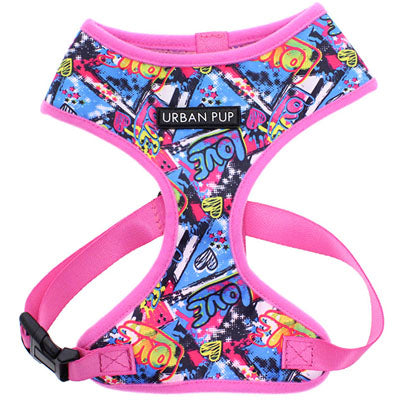 Pink and Blue Graffiti Harness by Urban Pup