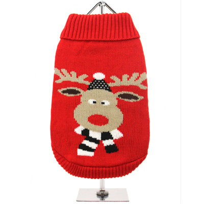 Urban Pup Chihuahua or Small Dog Prancer Christmas Jumper Red