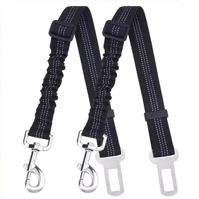 Anti Shock Premium Dog Seat Belt With Clip Black