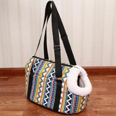 Pet Carrier Padded Faux Sheepskin Lined Travel Shoulder Bag Aztec Design Dog Bag - My Chi and Me