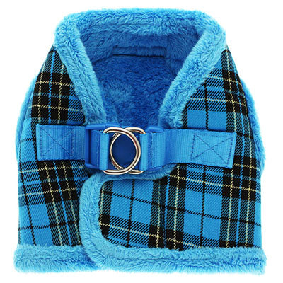 Urban Pup Faux Fur Lined Tartan Small Dog Vest Harness Blue - My Chi and Me