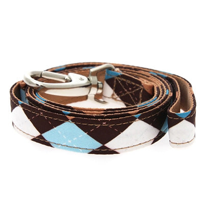 Argyle Brown Blue and Aqua Dog Lead by Urban Pup - My Chi and Me