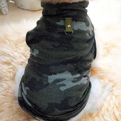 Chihuahua or Small Dog Lightweight Fleece Jumper with D Rings For Leash Green Camouflage Chihuahua Clothes and Accessories at My Chi and Me