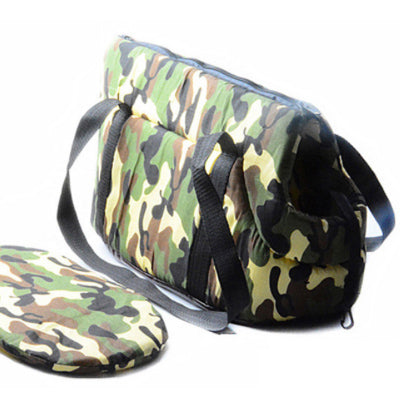 Padded Travel Shoulder Bag Green Camouflage Dog Carrier 2 Sizes - My Chi and Me