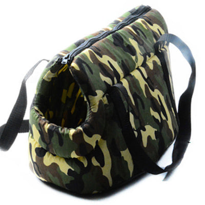 Padded Travel Shoulder Bag Green Camouflage Dog Carrier 2 Sizes - My Chi and Me