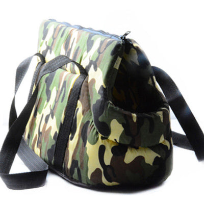 Padded Travel Shoulder Bag Green Camouflage Dog Carrier 2 Sizes - My Chi and Me