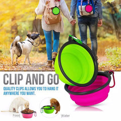 Clip and Go Travel Collapsible Water Bowl With Caribiner