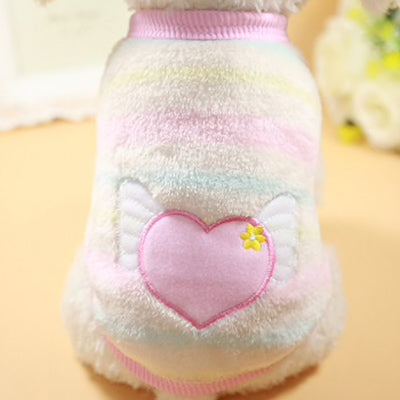 Chihuahua Puppy Fluffy Striped Vest with Heart Motif 5 Sizes - My Chi and Me