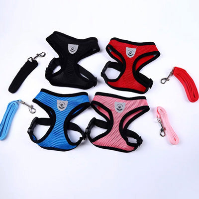 Soft Mesh Chihuahua or Small Dog Harness and Lead Set Atlantic Blue 3 Sizes