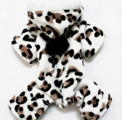 Chihuahua Puppy Fleece Onesie Style Pyjamas With Hood Leopard Print Chihuahua Clothes and Accessories at My Chi and Me