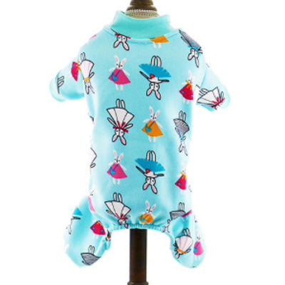 Small Dog Chihuahua Pyjamas Onesie Style Bunny Print Cotton Aqua Premium Quality - My Chi and Me