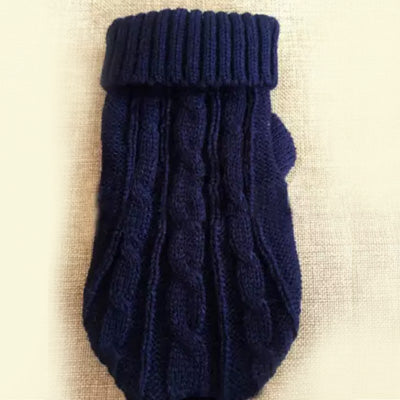 Small Dog Soft Navy Blue Cable Knit Chihuahua Puppy Jumper 5 SIZES Chihuahua Clothes and Accessories at My Chi and Me
