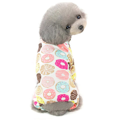 Chihuahua Small Dog Pyjamas Onesie Style Donuts Print White Cotton Chihuahua Clothes and Accessories at My Chi and Me