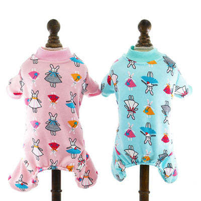 Small Dog Chihuahua Pyjamas Onesie Style Bunny Print Cotton Aqua Premium Quality - My Chi and Me