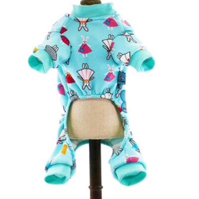 Small Dog Chihuahua Pyjamas Onesie Style Bunny Print Cotton Aqua Premium Quality - My Chi and Me