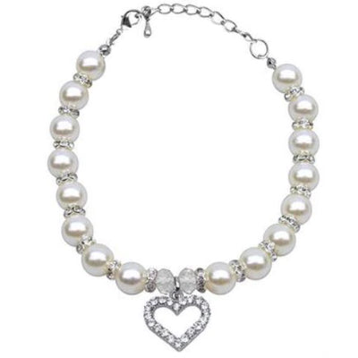 Chihuahua Bling Necklace Small Dog Faux Pearl and Diamante Heart Collar Chihuahua Clothes and Accessories at My Chi and Me
