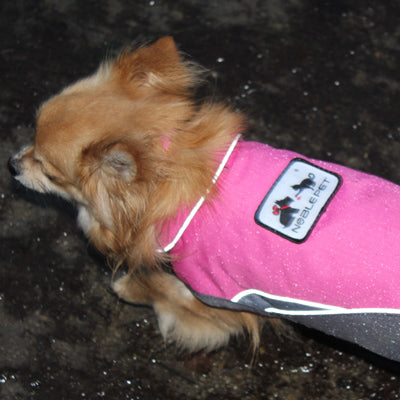 Small Dog Waterproof Reflective Adjustable Velcro Coat Pink and Grey - My Chi and Me