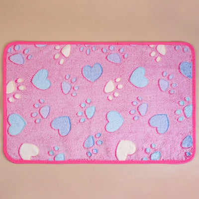 Soft Cosy Fleece Dog Blanket Taupe Paws and Hearts