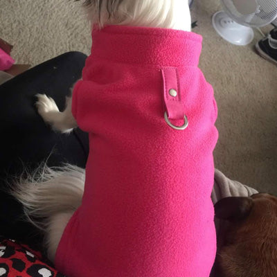 Chihuahua or Small Dog Fleece Jumper with D Rings For Leash Pink - My Chi and Me