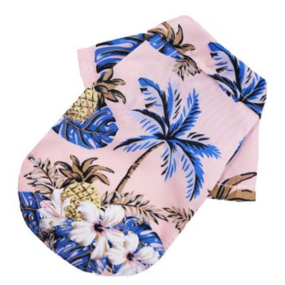 Pink Palms Hibiscus Print Quickdry Hawaiian Shirt for Puppies Chihuahuas or Small Dogs