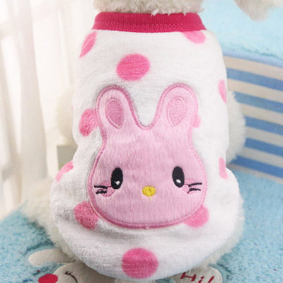 Chihuahua Puppy Fluffy Pink Spot Vest with Bunny Motif 5 Sizes - My Chi and Me