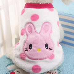 Chihuahua Puppy Fluffy Pink Spot Vest with Bunny Motif 5 Sizes - My Chi and Me
