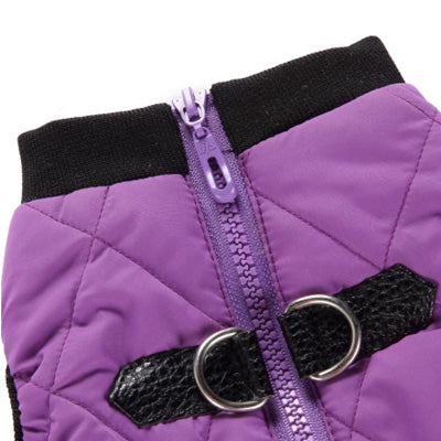 Water Resistant Padded Quilted Purple Dog Gilet Chihuahua Clothes and Accessories at My Chi and Me