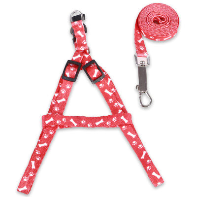 Chihuahua PuppyHarness Lead Set Paws & Bones Red Light Webbing